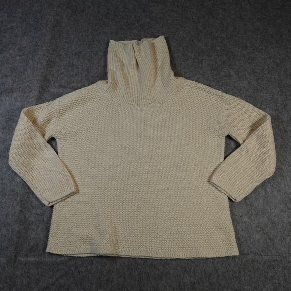 J. Jill Sweater Womens Medium Turtleneck Chunky Knit Cream Ivory Jumper PUllover - Picture 2 of 10